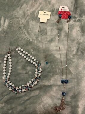 Charming Charlie Necklaces and Earrings Blue Silver NWT NWOT